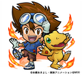 『コトダマン』×『デジモンアドベンチャー』アグモン＆太一（C）本郷あきよし・東映アニメーション