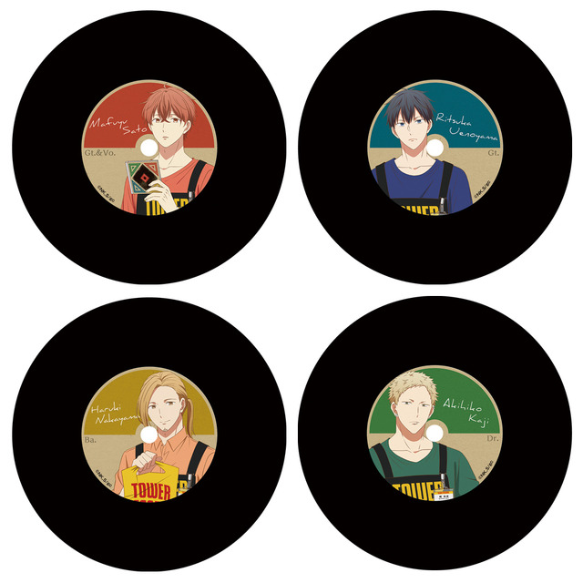 「TOWERanime presents『ギヴン × TOWER RECORDS』POP UP SHOP」ギヴン × TOWER RECORDS トレーディングレコードコースター（全4種）800円（税別）（C）キヅナツキ・新書館／ギヴン製作委員会